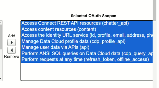 Setup → Permissions Scopes